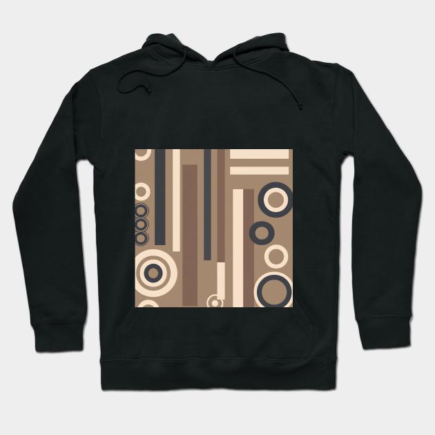 Retro Geometric Wallpaper: Earth-Toned Triangles, Circles, and Rectangles. Hoodie by Zenflow